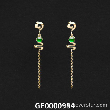 Boucles d&#39;oreilles en jadéite verte impérial réelle 18K